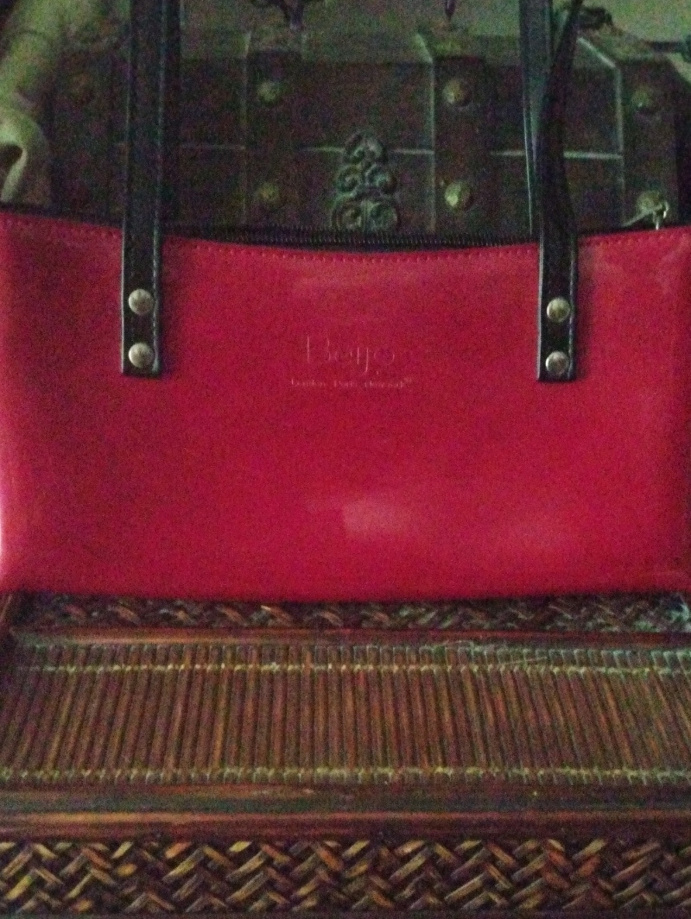 Beijo Red Tote with Black Straps - Picture 1 of 6